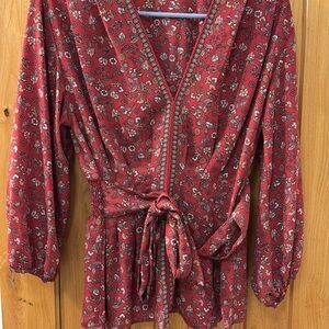 Max Studio Red Floral Blouse